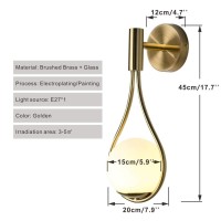 Fulesi Globe Glass Wall Light Gold Mid Century Modern Wall Sconce Light Antique Brass Finished Wall Mount Light Bedside Wall Lamp Elegant Vanity Light For Bedroom Bathroom Mirror (Hardwired)