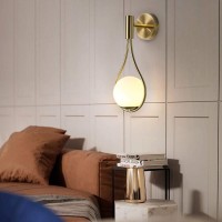 Fulesi Globe Glass Wall Light Gold Mid Century Modern Wall Sconce Light Antique Brass Finished Wall Mount Light Bedside Wall Lamp Elegant Vanity Light For Bedroom Bathroom Mirror (Hardwired)