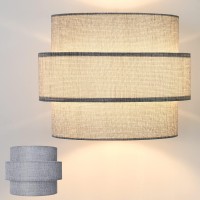 Huoku Lamp Shades For Floor Lamps,Pendant Lighting And Chandelier Replacement,3-Tier Drum Fabric Lampshade With Natural Linen Handcrafted(Grey)