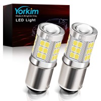 Yorkim 1157 Led Bulb, Super Bright 2357 Led Bulb 2057 7528 Bay15D Replacement For Led Reverse Blinker Brake Tail Lights, 6000K Xenon White, Pack Of 2