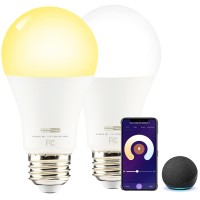 Homevenus Hvs Smart Light Bulbs,9W A19 E26 Dimmable Tunable Cool Warm White Led Light Bulb 2500K-6500K, App Control 2.4Ghz Wifi Bluetooth Assist Connection, Work With Alexa/Google Assistant 2 Pack