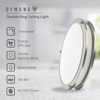 Dymond Led Ceiling Light Fixture Flush Mount 4000K Natural Daylight Dimmable Surface Mount Brushed Nickel Ceiling Lamp For Kitch