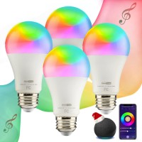 Homevenus Hvs Smart Light Bulbs, 9W Equivalent 60W A19 E26 Rgbw Music Sync Color Changing Led Light Bulbs, App 2.4Ghz Wifi Dimmable Tunable White Work With Alexa Google Assistant, 4 Pack