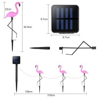 Mudder 3 Pieces Flamingo Solar Lights Outdoor Pink Flamingo Yard Waterproof Flamingo Stake Lights Solar Decorations Lawn Garden