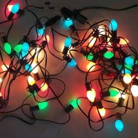 Sunsgne C7 Led Easter Lights Multicolor 25Ft Outdoor Ceramic String Lights With 27 Multicolor Led Bulbs, Vintage Christmas Lights For Christmas Carnival Patio Wedding Holiday Decoration, Green