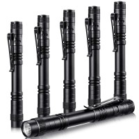 Honoson 6 Pieces Led Pen Light Flashlight Small Mini Flashlight Pocket Light Penlight With Clip Compact Torch For Inspection Wor