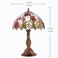 Werfactory Tiffany Table Lamp Stained Glass Style Maple Leaf Bedside Lamp Desk Reading Light 12X12X18 Inches Decor Bedroom Living Room Home Office S804 Series