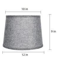 Double Medium Grey Drum Lamp Shades Set Of 2, Alucset Fabric Lampshades For Table Lamp/Floor Pendant Light, 10X12X9 Inch, Natural Linen Hand Crafted, Spider/Uno Two Installation, 2Pcs Pack