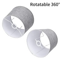 Double Medium Grey Drum Lamp Shades Set Of 2, Alucset Fabric Lampshades For Table Lamp/Floor Pendant Light, 10X12X9 Inch, Natural Linen Hand Crafted, Spider/Uno Two Installation, 2Pcs Pack