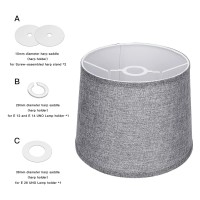 Double Medium Grey Drum Lamp Shades Set Of 2, Alucset Fabric Lampshades For Table Lamp/Floor Pendant Light, 10X12X9 Inch, Natural Linen Hand Crafted, Spider/Uno Two Installation, 2Pcs Pack