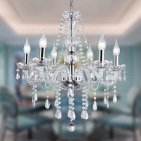 Silver Color Luxurious Candle Crystal Chandelier 6 Lights K9 Modern Crystal Chandelier For Dining Room Glass Ceiling Pendant L