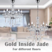 Silver Color Luxurious Candle Crystal Chandelier 6 Lights K9 Modern Crystal Chandelier For Dining Room Glass Ceiling Pendant L