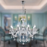 Silver Color Luxurious Candle Crystal Chandelier 8 Lights K9 Modern Crystal Chandelier For Dining Room Glass Ceiling Pendant L