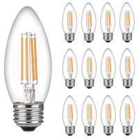 Bioluz Led 93 Cri 60 Watt Candelabra Bulbs Medium Base Candelabra Bulbs Dimmable Filament Clear 60 Watt Led Bulbs (Uses Only 5 Watts) E26 Base C37 Led Filament Candle Bulbs Title 20 12-Pack