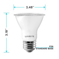 Luxrite 12 Pack Par20 Led Bulbs, 50W Equivalent, 3000K Soft White, Dimmable Led Spotlight Bulb, Indoor Outdoor, 7W, 500 Lumens, Wet Rated, E26 Standard Base, Ul Listed