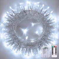 Jmexsuss White Battery Operated String Lights Outdoor Waterproof 33Ft 100 Led Battery Power Christmas Lights Indoor 8 Modes Tw