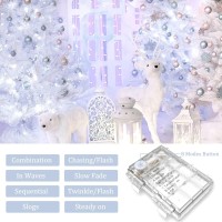 Jmexsuss White Battery Operated String Lights Outdoor Waterproof 33Ft 100 Led Battery Power Christmas Lights Indoor 8 Modes Tw