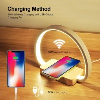 Senxiawinl Bedside Table Lamp With Usb Port, Table Light With Wireless Charger, Night Light With Touch Control 3 Color Modes&Stepless Dimming For Reading, Bedside, Bedroom, Living Room, Nightstands