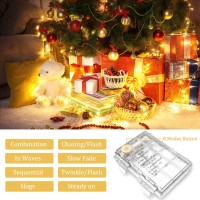 Jmexsuss 33Ft 100 Led Warm White Christmas Lights Outdoor Battery Power String Lights Waterproof Twinkle Fairy Mini Lights Wit