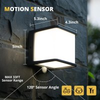 Ume Solar Motion Sensor Outdoor Led Wall Light, Ip65 Waterproof Modern Wall Sconce, 4000K, 500Lm, 120