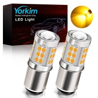 Yorkim 1157 Led Bulb Amber, 1157 Led Turn Signal Bulb, 2357 Led Bulb 2057 7528 Bay15D Replacement For Turn Signal Blinker Lights Side Marker Lights, Amber Yellow, Pack Of 2