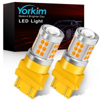 Yorkim 3157 Led Bulb Amber Led Turn Signal Bulb, 3157A Led Bulb 3156 Led Amber Lights 3056 3057 4157 Bulb Led 3157 Replacement For Turn Signal Side Marker Lights, Amber Yellow, Pack Of 2