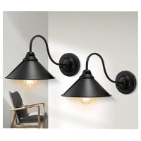 Lyoowng Black Wall Sconces 2Pack Industrial Wall Sconce Light Farmhouse Wall Light Fixtures E26 Gooseneck Wall Sconces Vinta