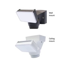 Lm1801Wh 16W Led Motion Sensor Motion Security Outdoor Flood Light,1600 Lumen,180 Sensor, Head Tilts And Pans, Adjustable Time, Hi-Lo Light Levels 70' Detection, Eave Mount Wall Mount (White)