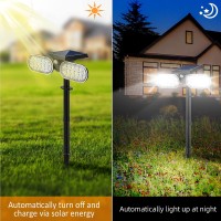 Emaner Motion Solar Lights Outdoor, Solar Floodlight, Stay On Or Motion Sensor Mode, Dusk To Dawn Security Lights, Wireless Landscape Spotlights For Garage Fence Driveway Porch Solar Powered, 2-Pack