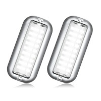 Basiker Bs1 Marine Led Boat Light (2X1200Lm 27Led), 10-36V, 316 Stainless Steel, Ip68, Air Or Underwater, Surface Mount Designed For Cruise Ships, Yachts, Boats, Sailboat, Pontoon, Transom (White)