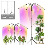 Grow Light With Stand, Frenan Grow Lights For Indoor Plant With Red Blue & Full Spectrum, 10 Dimmable Brightness, 4/8/12H Timer, 3 Switch Modes, Adjustable Gooseneck, Suitable For Various Plant Growth