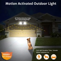 Emaner Security Lights Motion Outdoor, 120V Flood Light 280W Equivalent, Pir Motion Sensor Light, Dusk To Dawn Outdoor Light Ip66 Corded For Garage, Porch, Soffit, 2-Pack