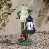 Solar Frog Statues For Garden Decor Outdoor Sculptures For Clearance Lights For Outside Lawn Ornaments Porch Patio Balcony Yard