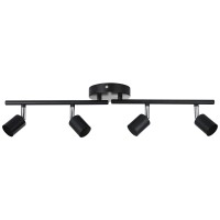 Meigour 4 Light Head Adjustable Led Track Lighting Kit, Modern Linear Pendant Directional Ceiling Spotlight Fixture For Home Farmhouse Kitchen, 360 Rotatable, Gu10 Bulbs Not Included, Matte Black