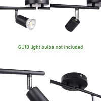 Meigour 4 Light Head Adjustable Led Track Lighting Kit, Modern Linear Pendant Directional Ceiling Spotlight Fixture For Home Farmhouse Kitchen, 360 Rotatable, Gu10 Bulbs Not Included, Matte Black