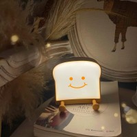 Qanyi Toast Bread Night Light,Soft Led Toast Lamp With Cute Face Always Smile,Bedroom Table Lamps Graduation Gifts Ideas For Teen Girls 10 11 12 13 14 Year Old Girls