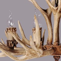 Antlers Chandelier Resin 10 Light Xindar Retro Deer Horn Shaped Pendant Light Farmhouse Rustic Candle Style Dining Room Hanging Ceiling Light, Brown