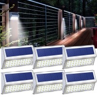 Dbf Solar Step Lights Outdoor With Stainless Steel & Longer Working Time 30 Led Solar Deck Fence Post Lighting Weatherproof Bright Solar Powered Stair Lights For Yard Patio Path (6 Pack, Cool White)