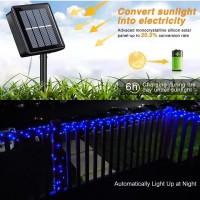 Qitong 4 Pack Blue Solar Fairy Lights Each 33Ft 100 Led Solar String Lights Outdoor Waterproof 8 Modes Solar Twinkle Lights Fo