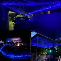 Qitong 4 Pack Blue Solar Fairy Lights Each 33Ft 100 Led Solar String Lights Outdoor Waterproof 8 Modes Solar Twinkle Lights Fo