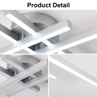 Sunmoo Updated Modern Ceiling Light ,Preminum Close To Ceiling Light Fixtures,Modern Light Fixtures Ceiling Dimmable For Dining Room Kitchen Bedroom Living Room 40W 6000K Cool Light (Silver)