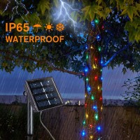 Qitong 4 Pack Multicolor Solar Fairy Lights Outdoor Waterproof Each 33Ft 100 Led Solar String Lights 8 Modes Silver Wire Solar