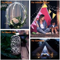 Qitong 4 Pack White Solar String Lights Each 33Ft 100 Led Solar Fairy Lights Outdoor Waterproof 8 Modes Silver Wire Solar Twin