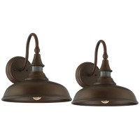 John Timberland Gough Rustic Industrial Farmhouse Outdoor Barn Light Fixtures Set Of 2 Bronze Dusk To Dawn Motion Sensor Dark Sky 12 1/2