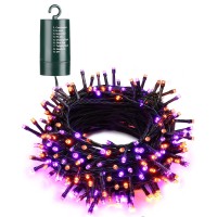 Flacchi Orange Purple Halloween Lights 67 Ft 200 Led Battery Operated String Lights Waterproof 8 Modes Auto Timer Mini Lights