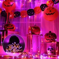 Flacchi Orange Purple Halloween Lights 67 Ft 200 Led Battery Operated String Lights Waterproof 8 Modes Auto Timer Mini Lights