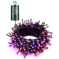 Flacchi Orange Purple Halloween Lights 67 Ft 200 Led Battery Operated String Lights Waterproof 8 Modes Auto Timer Mini Lights