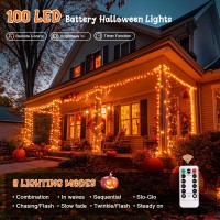 Jmexsuss Orange Battery Operated Halloween Lights 33Ft 100 Led Battery Operated Christmas String Lights Orange Twinkle Mini Li