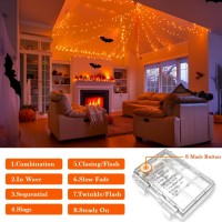 Jmexsuss Orange Battery Operated Halloween Lights 33Ft 100 Led Battery Operated Christmas String Lights Orange Twinkle Mini Li