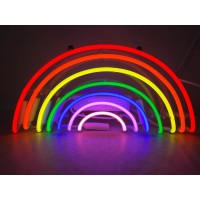 Neon Signs Rainbow Shaped Neon Light Real Glass Handcraft Light For Christmas Birthday Party Living Kid'S Room And Wedding Party Decor